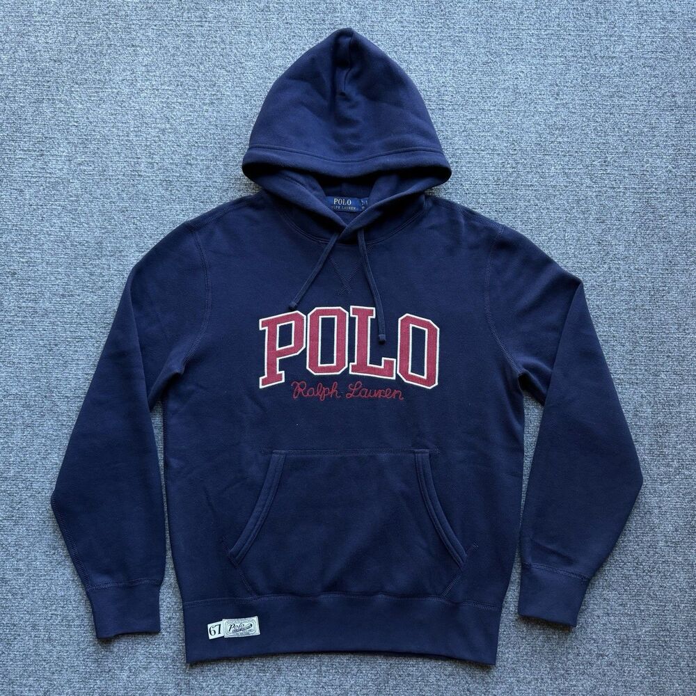 Polo Ralph Lauren Navy Logo Pullover Hoodie Men’s Small Classic RL Sweatshirt